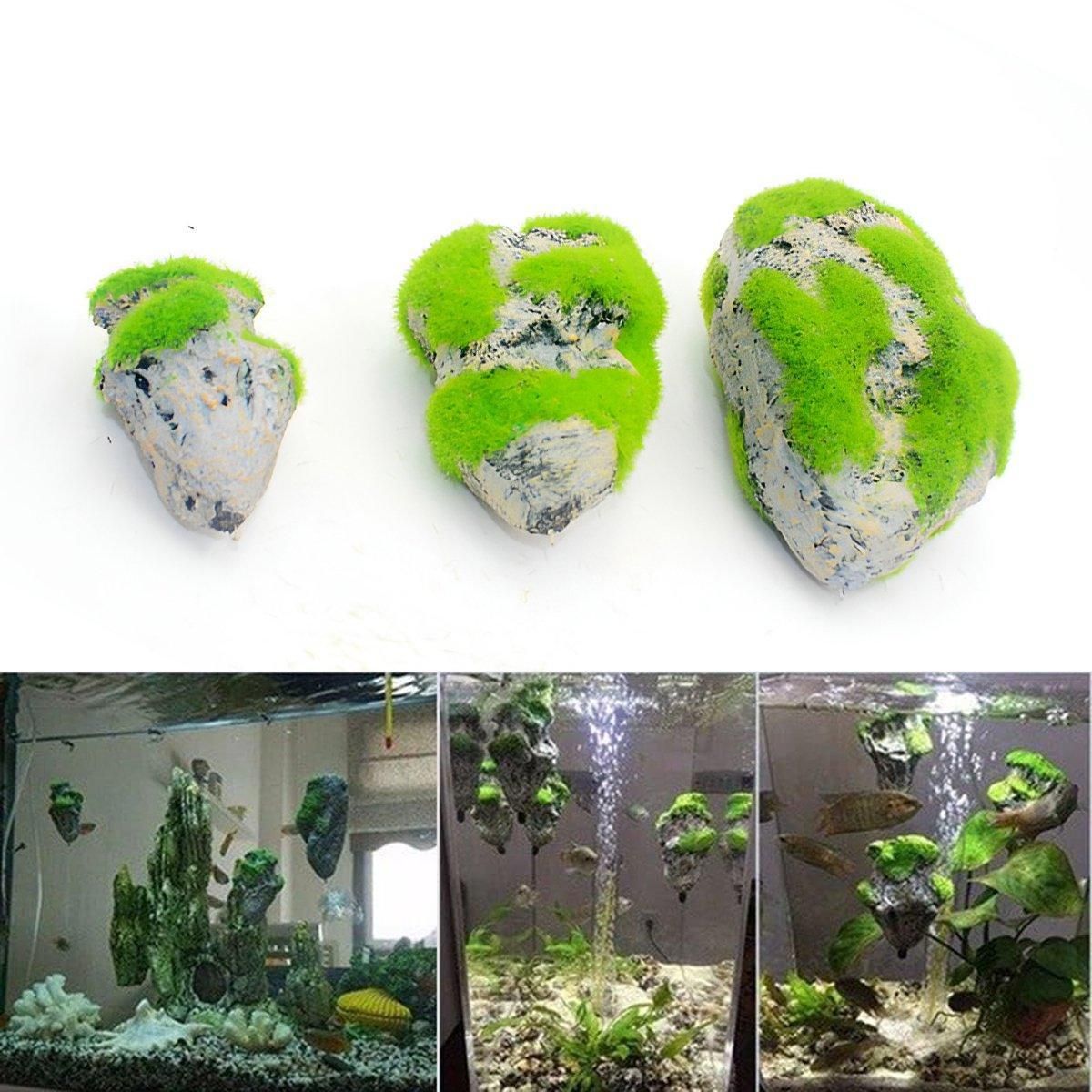 Artificial Floating Stone Pumice with Moss Aquarium Decoration Aquatic Landscape - S โ image 5