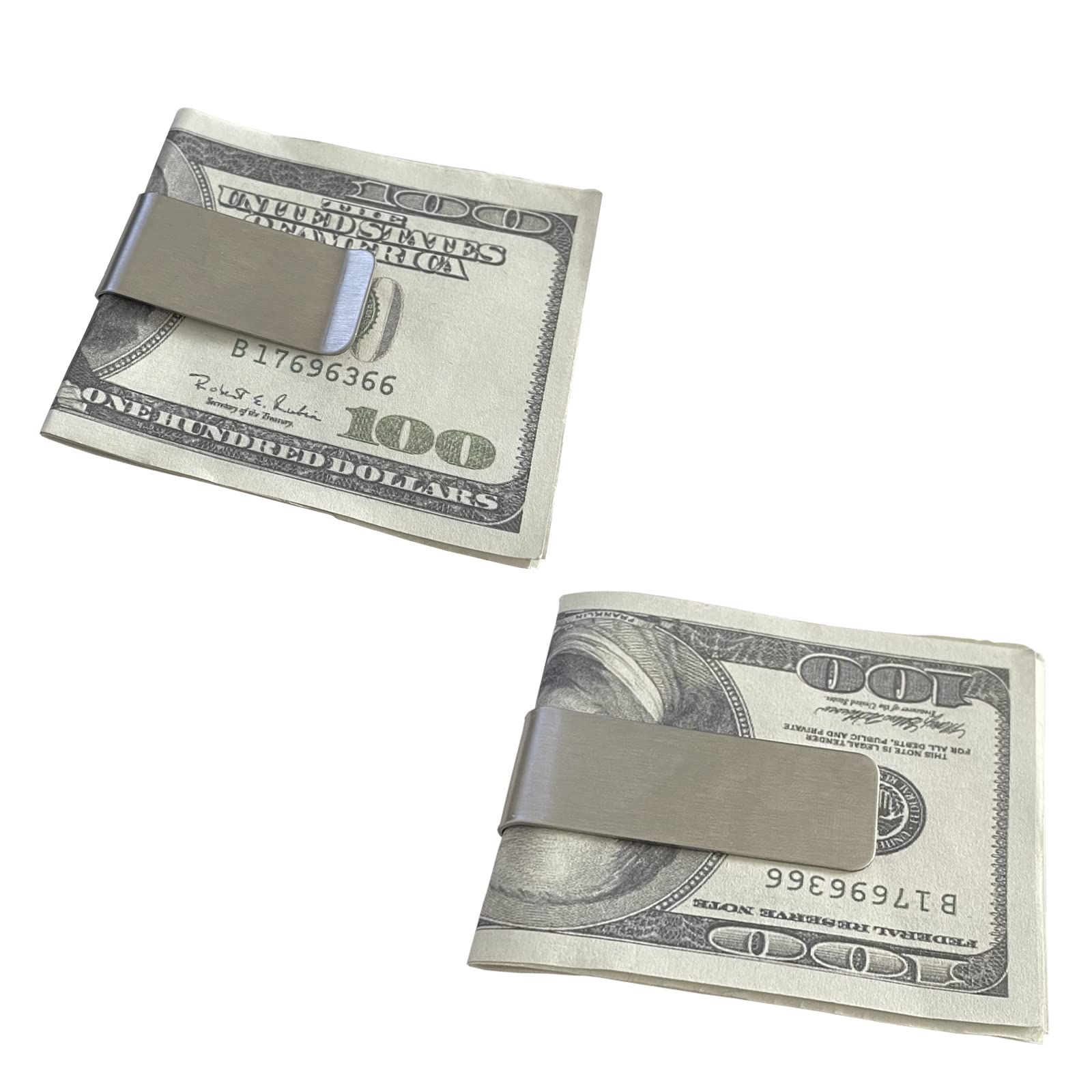 4PC Small Men's Slim Money Clip Stainless Steel Credit Business Card Holder Pocket Cash Wallet for Food Snack, Flat Metal Clamp โ image 5