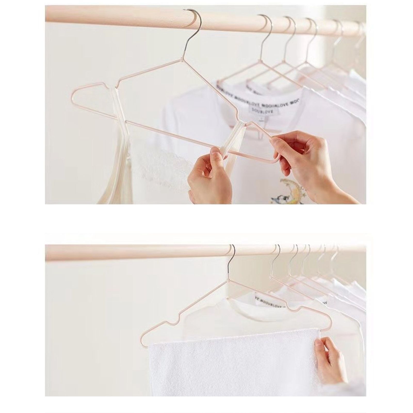 10PCS 40cm Clothing Hanger Coat Hanger Clothes Drying Rack Stainless Steel Laundry RackPink — image 6