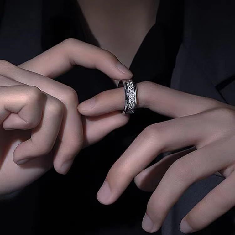 Stainless Steel Titanium Mens Finger Thumb Ring in Silver Tone, Mens Promise Rings, Wedding Band Comfort Fit โ image 2