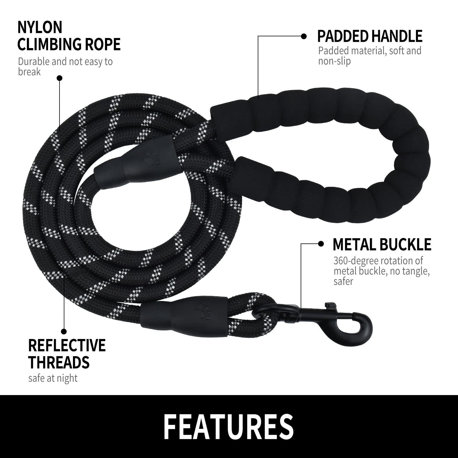 Sturdy dog skin super heavy climbing rope, comfortable padded handle, high reflective thread dog chain — image 2