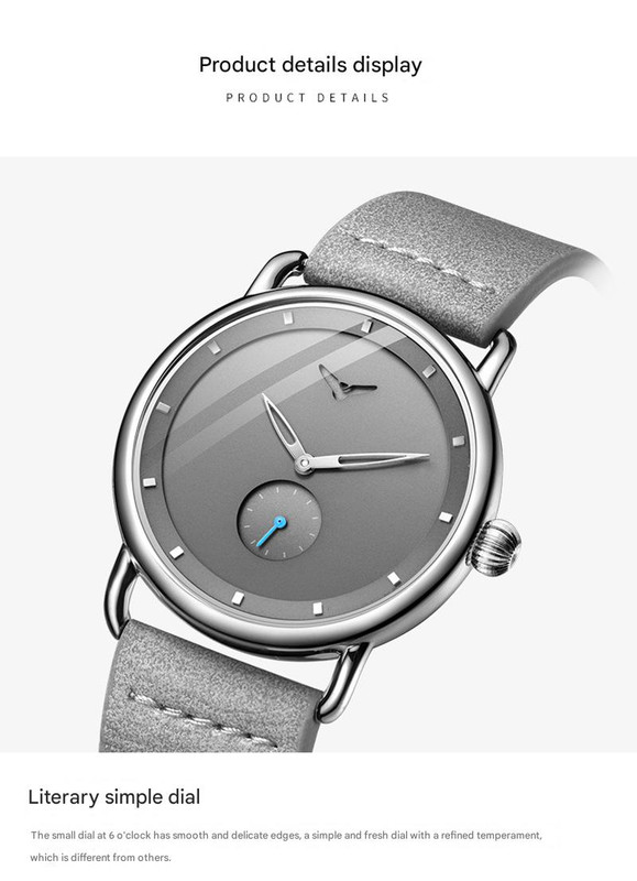 Brown belt black surface Elegant Men's Watch with Leather Band - Small Seconds, Onion Crown Detail โ image 2