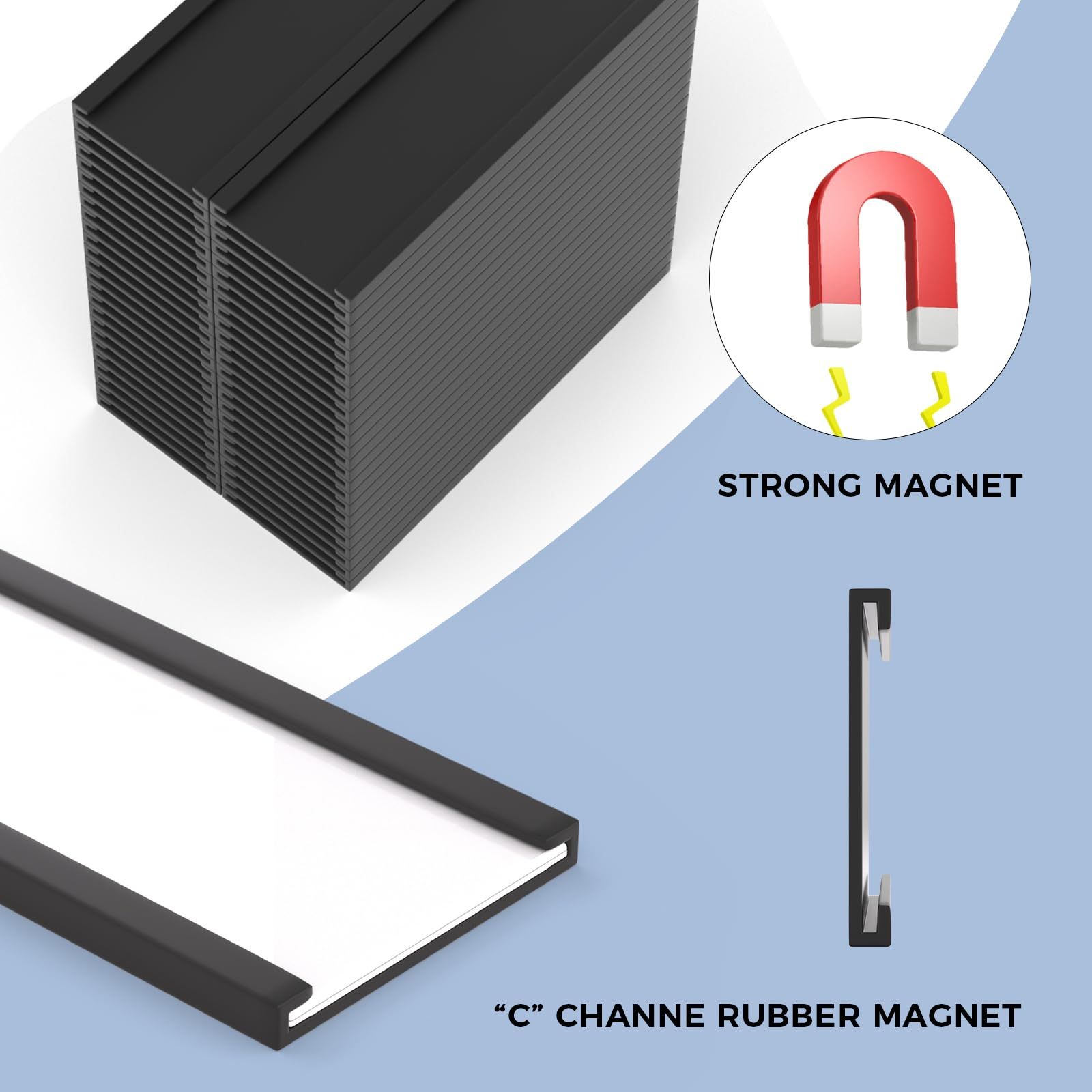50 Pack C Channel Magentic Label Holders 1x2 Inch Magnetic Data Card Holders File Cabinet Labels for Metal Whiteboard Rack โ image 4