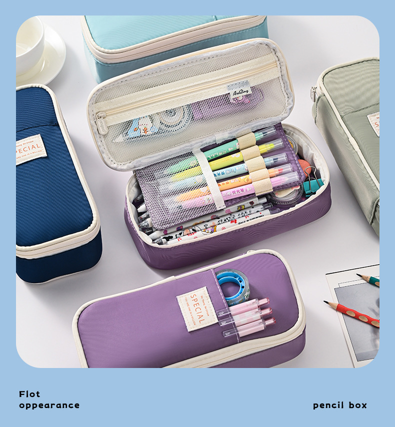 Pink Large Capacity Expandable Pencil Case - Multi-Compartment Student Stationery Pouch (Only with pencil case) โ image 5