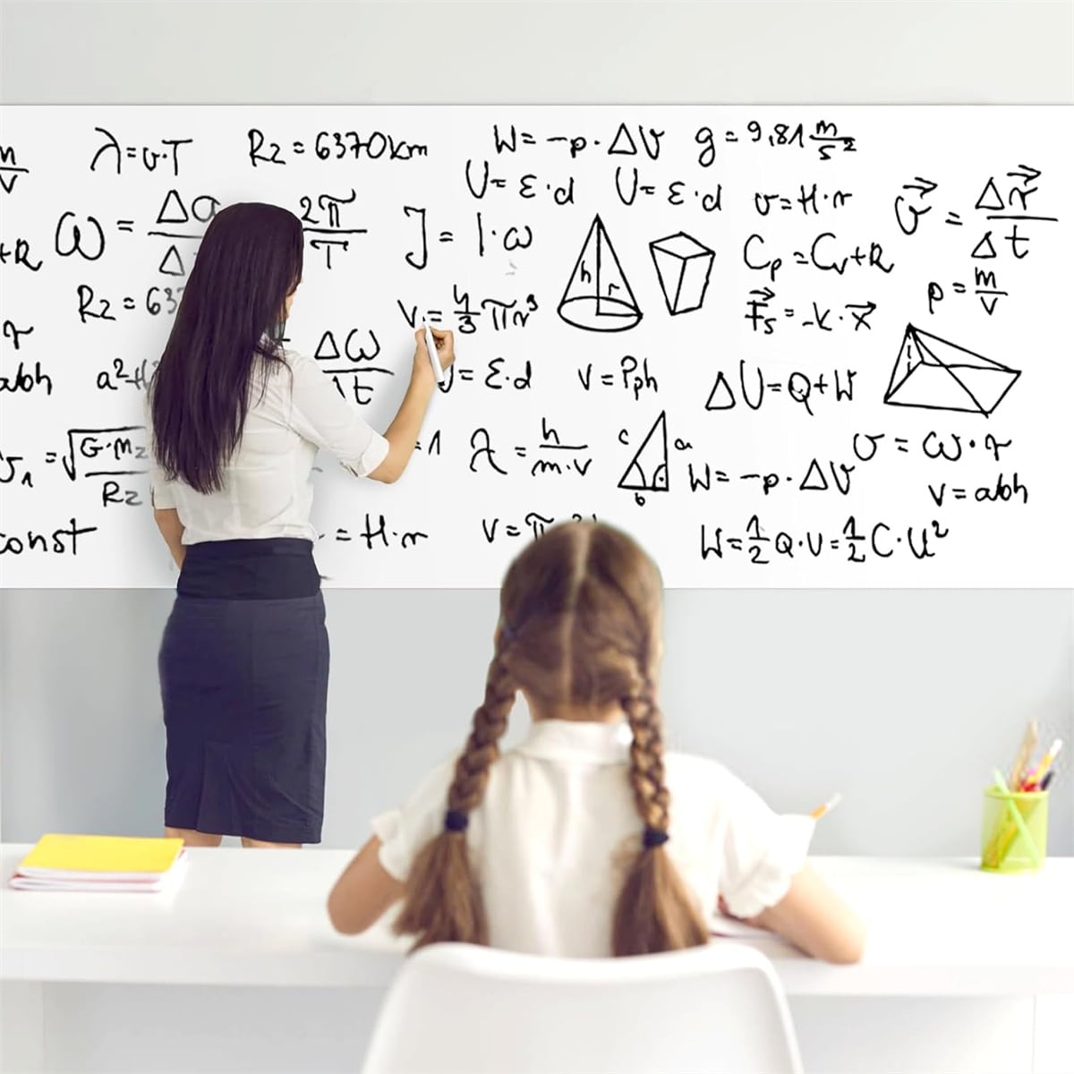 Dry Erase Sticker for Wall White Board Paper with 3 Markers Self-Adhesive Message Board Decal Cuttable Whiteboard Sticker Self-Adhesive White Board Roll — image 3
