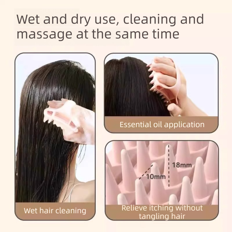Blue Personal Care Set - Silicone Scalp Massager Shampoo Brush and Long Exfoliating Back Scrubber Strap - Deep Cleansing, Gentle Massage, Non Slip โ image 5