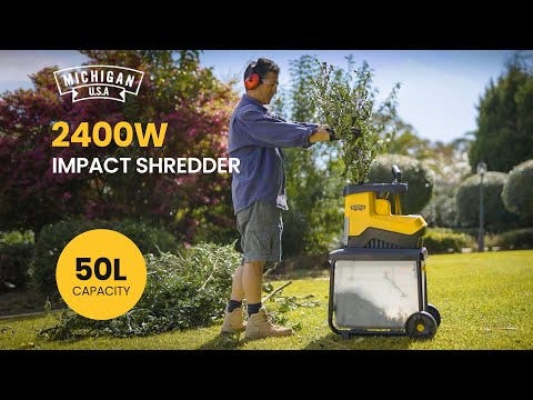 MICHIGAN 2400W Electric Crushing Impact Shredder, Quiet High Torque Garden Mulcher Chipper, Shreds Palm Fronds โ image 2