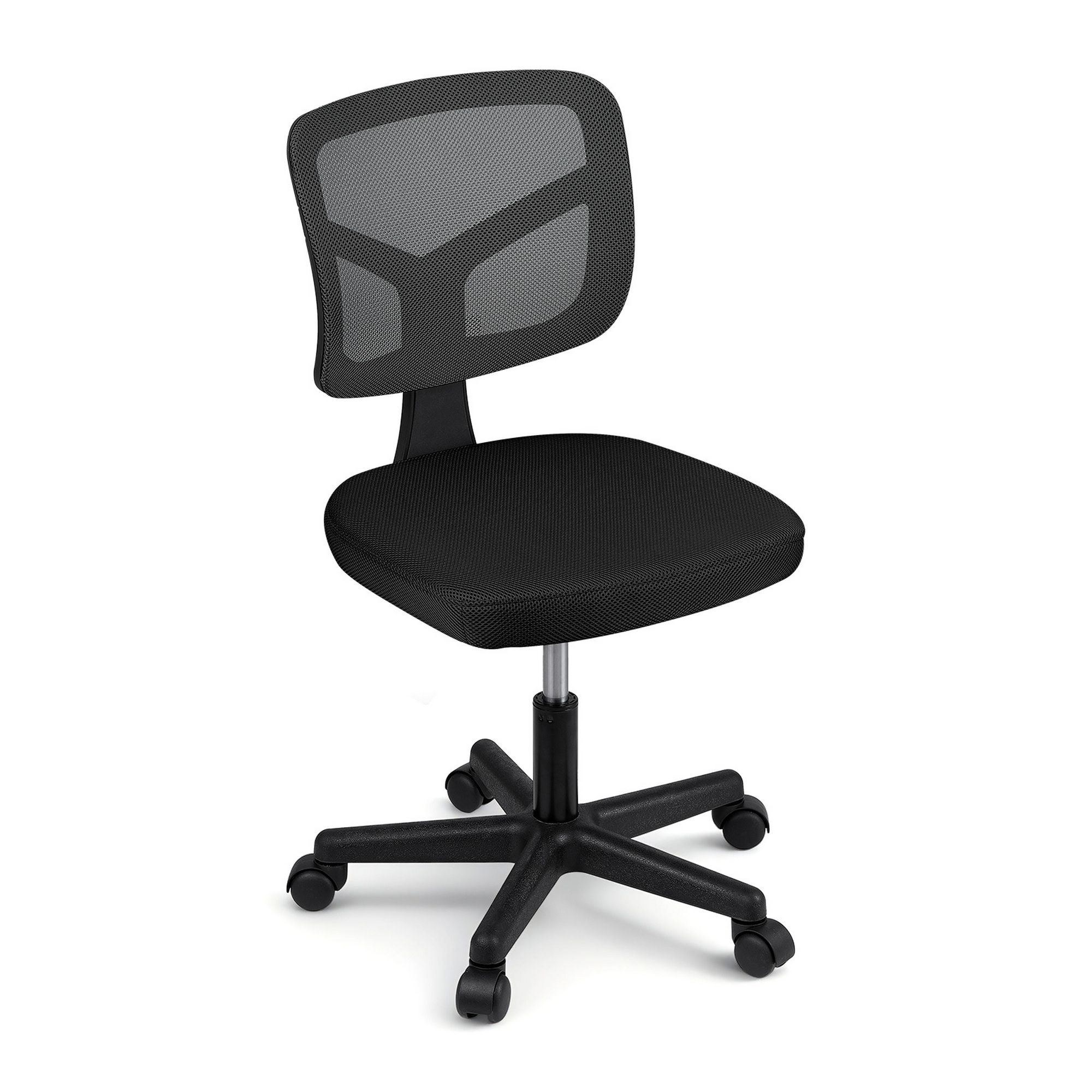 Artiss Armless Office Chair with Wheels, Ergonomic 360° Swivel Home Office Desk Chair, Height Adjustable Computer Task Chair with Fabric Back and Seat for