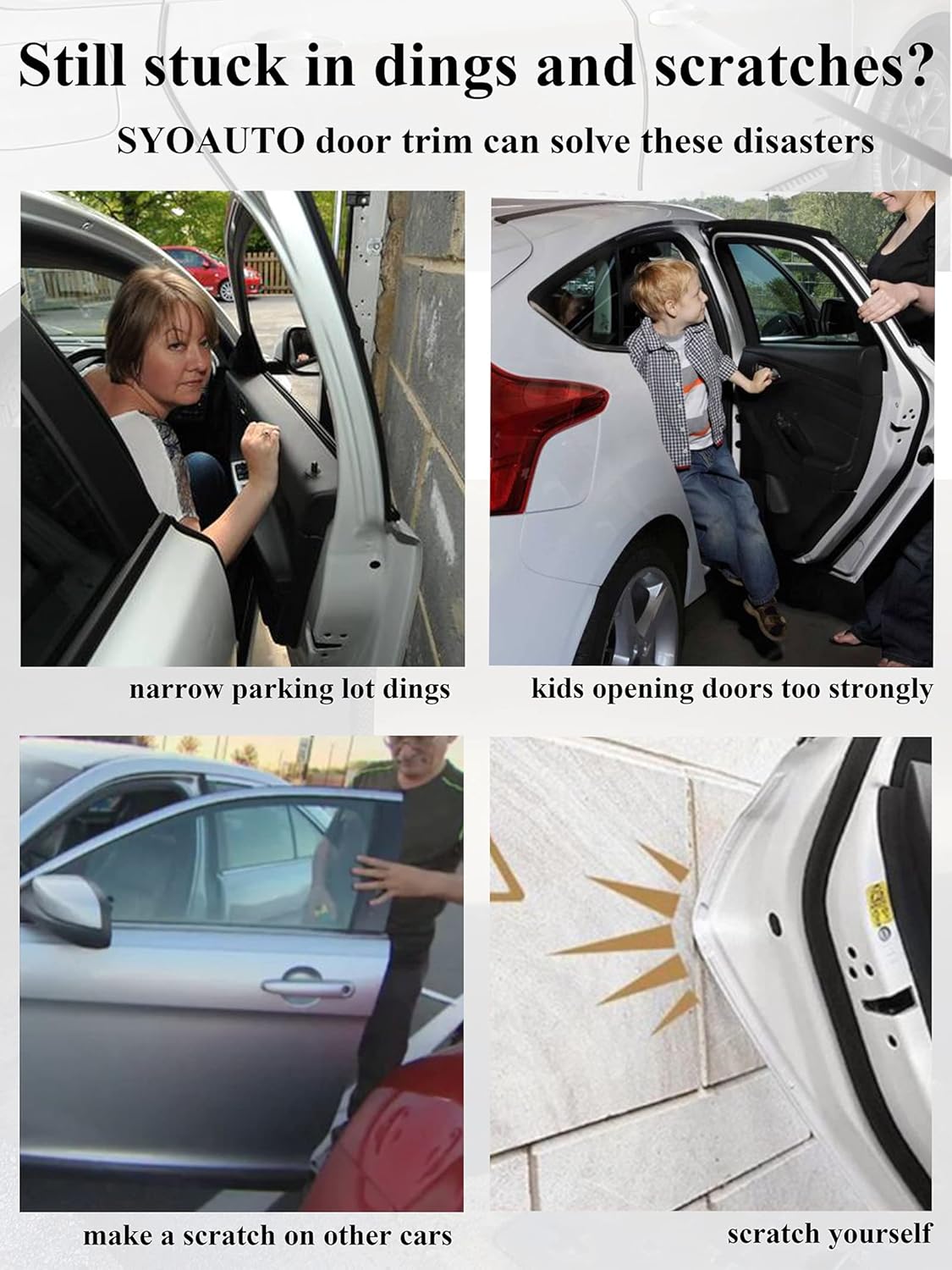 32Ft(10M) Door Edge Guard Black Car Guards Protector for Cars Rubber Auto Trim U Shape Build in Metal Sheet No Need Adhesive Easy to Cut Most — image 2