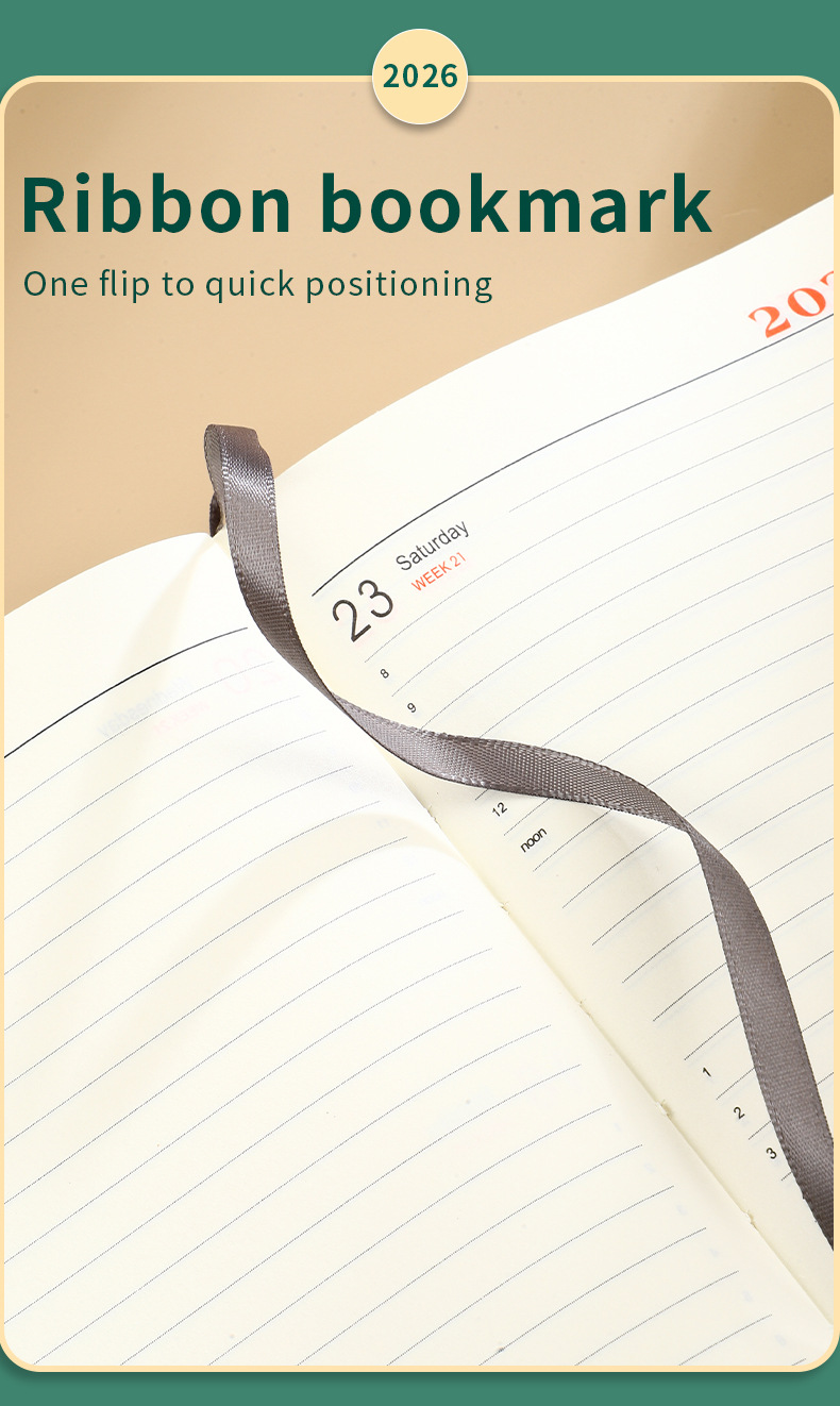 Black 2026 A5 English Daily Planner Notebook 365-Day Schedule Book for Monthly & Annual Planning โ image 5