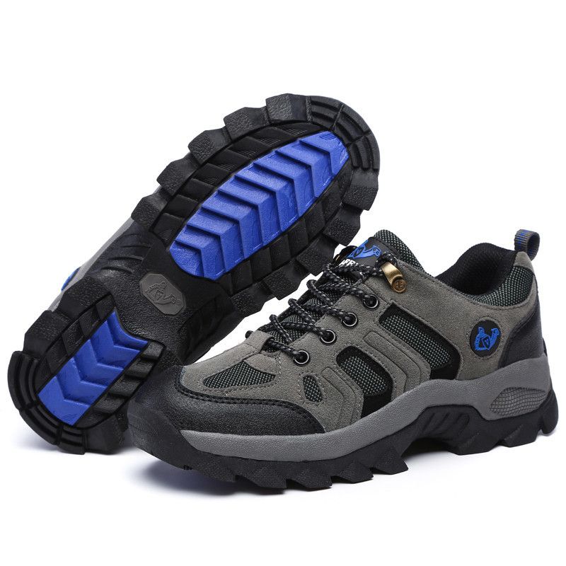 Qifeng Men Women Hiking Shoes Outdoor Sneakers Grey sapphire blue with cotton 40