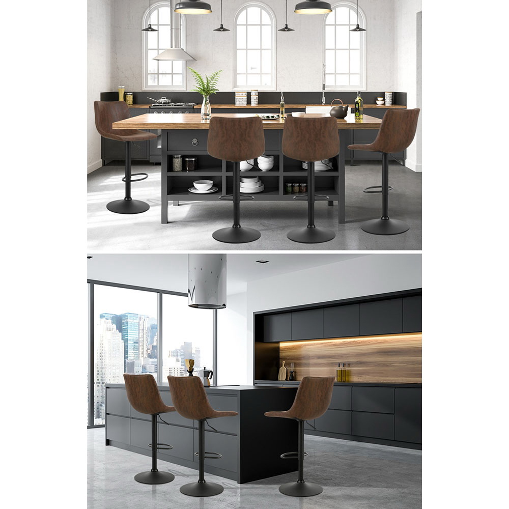 Artiss 2x Bar Stools Vintage Swivel Gas Lift Brown — image 6