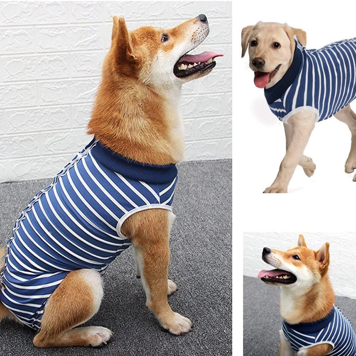 Dog Recovery Suit Anti-Lick Wound Protector Pet Clothing Post-Surgery Belly - Stripes-XL — image 4