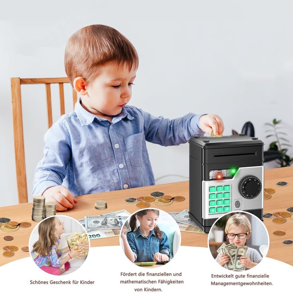Children's Electronic Piggy Bank with Fingerprint & Password Protection, Automatic Saving Function, Mini Cabinet, Pink — image 6