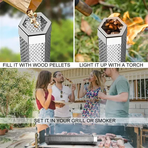 30 cm Pellet Smoker Tube, 304 Stainless Steel BBQ Wood Chip Box for Hot and Cold Smoking on Gas and Charcoal Grills — image 5