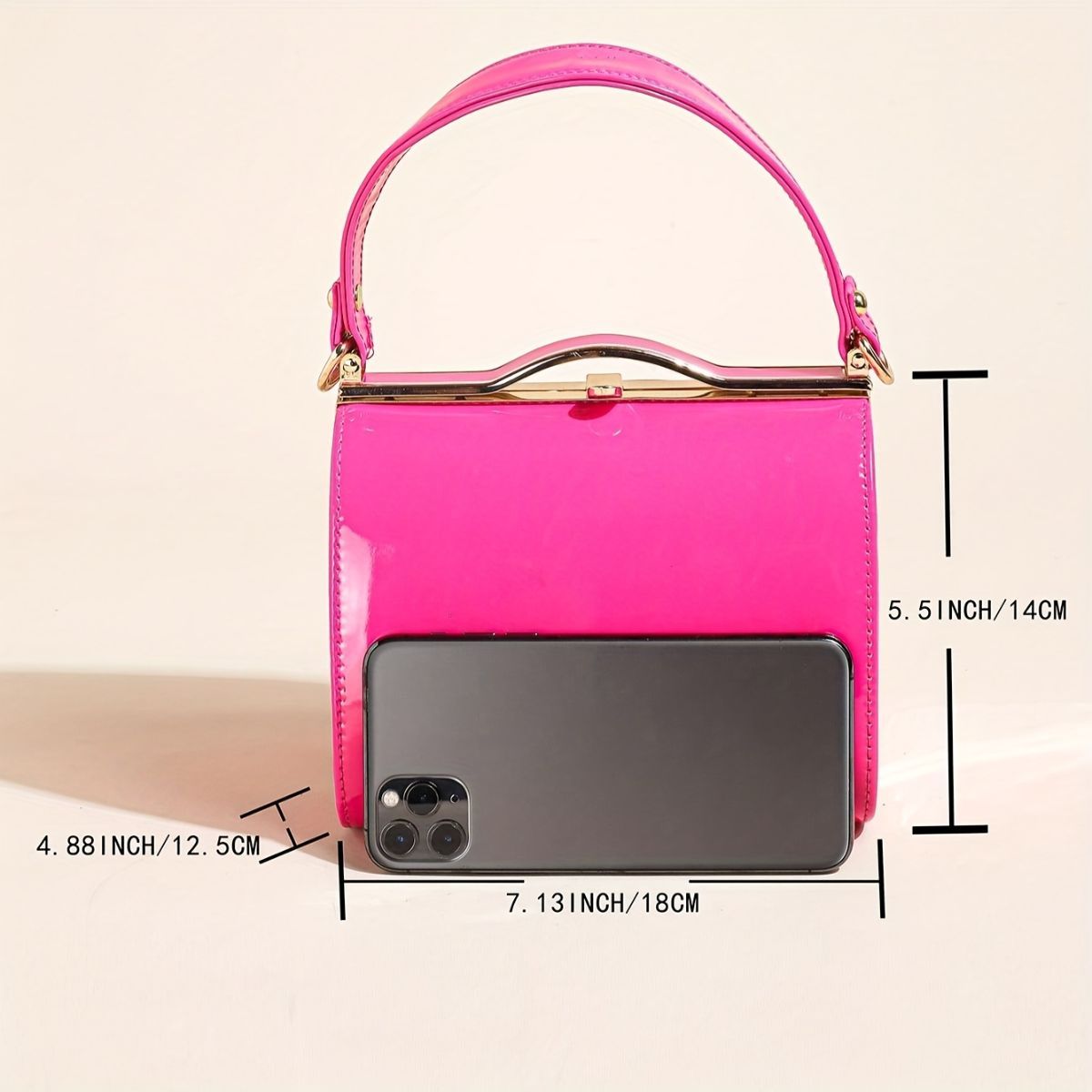 Women'S Evening Clutch Patent Leather Handbag Shiny Hand-Held Bag Hard-Shell - Black - Size 18-13-14 โ image 6