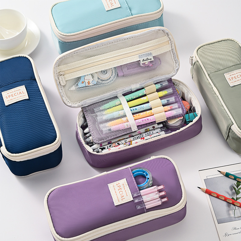 Pink Large Capacity Expandable Pencil Case - Multi-Compartment Student Stationery Pouch (Only with pencil case) โ image 3