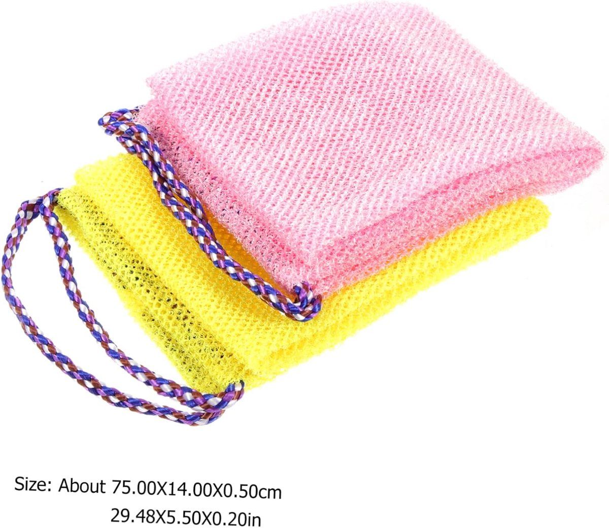 2 Pack African Net Sponges, Fast-Foaming Exfoliating Bath Sponges for Showering and Body Cleansing, 75 × 14 × 0.5 cm — image 4