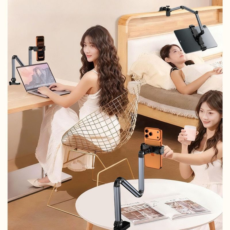 Aluminum Alloy Cantilever Phone Mount, Clamp Lazy Stand For Desk & Bed, Foldable Holder — image 6