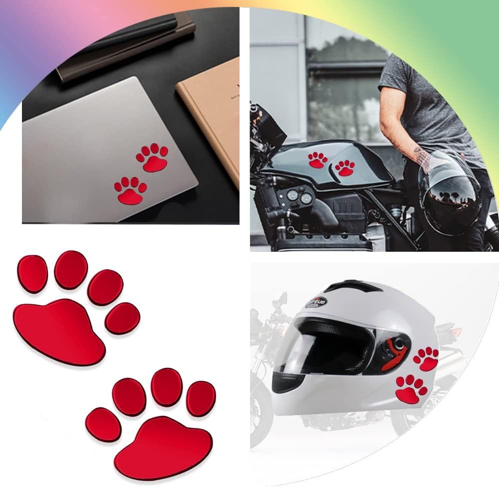 3D Bear Dog Paw Footprint Car Sticker Decal, Auto Car Emblem Decal Decoration, Footprint Styling Stickers Decoration (Red) โ image 3