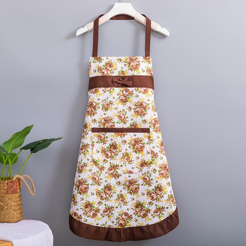 Korean-style apron, floral apron, women's apron, breathable apron, oil-proof apron, kitchen apron, apron set, adjustable apron โ image 3