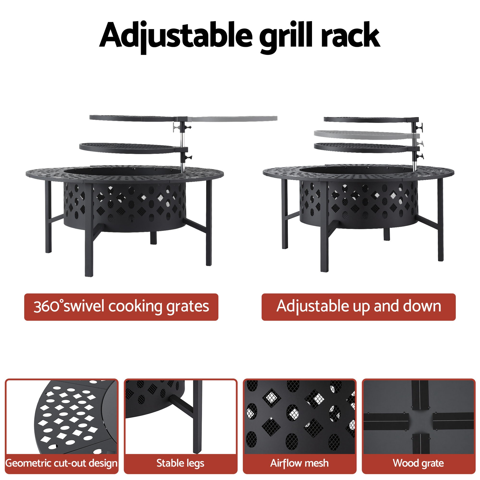 Grillz Fire Pit BBQ Charcoal Smoker Portable Mesh Pits Outdoor Camping Fireplace โ image 6