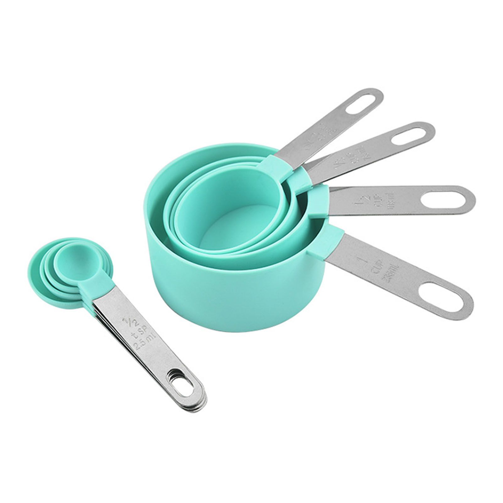 Measuring Cups Spoons Green PP 403 Stainless Steel Hanging Hole Design Double Scale Easy Cleaning Measuring Tablespoon
