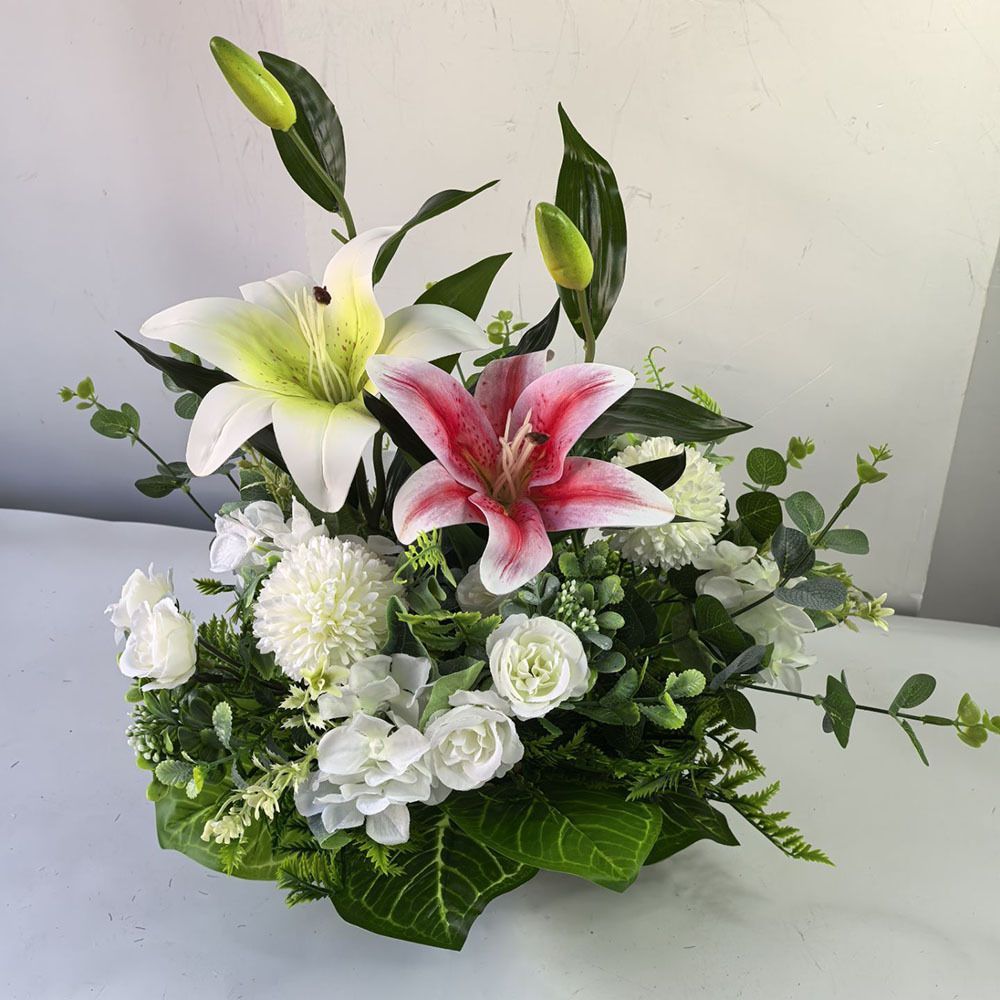 Artificial Flower Arrangement Fake Lilies And Roses Home Decor Accents Garden - Multi-color - Size 42 — image 4
