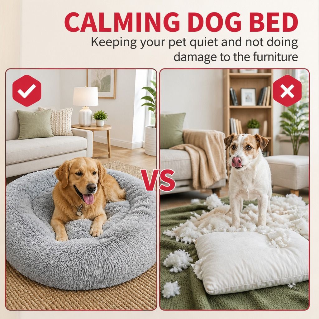 Pet Dog Bedding Warm Plush Round Comfortable Nest Comfy Sleep Kennel XXL — image 3