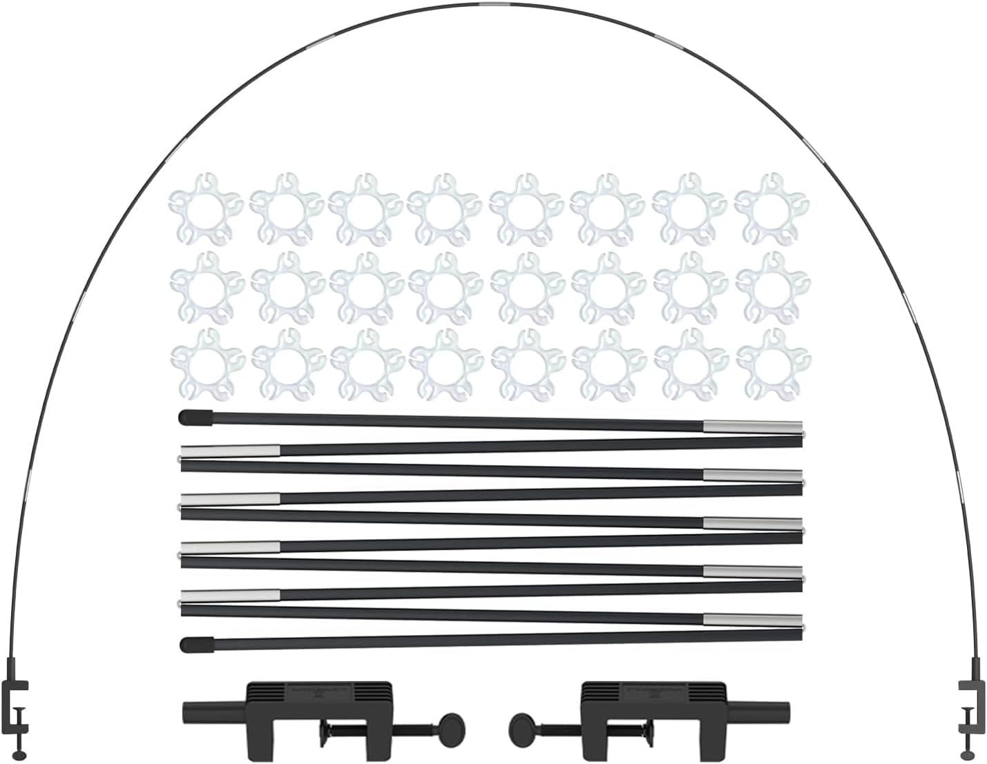 Tabletop Balloon Arch Kit with Adjustable Fiber Rods & Plastic Ring Clips for Birthday Wedding Graduation Party Decorations (Black)