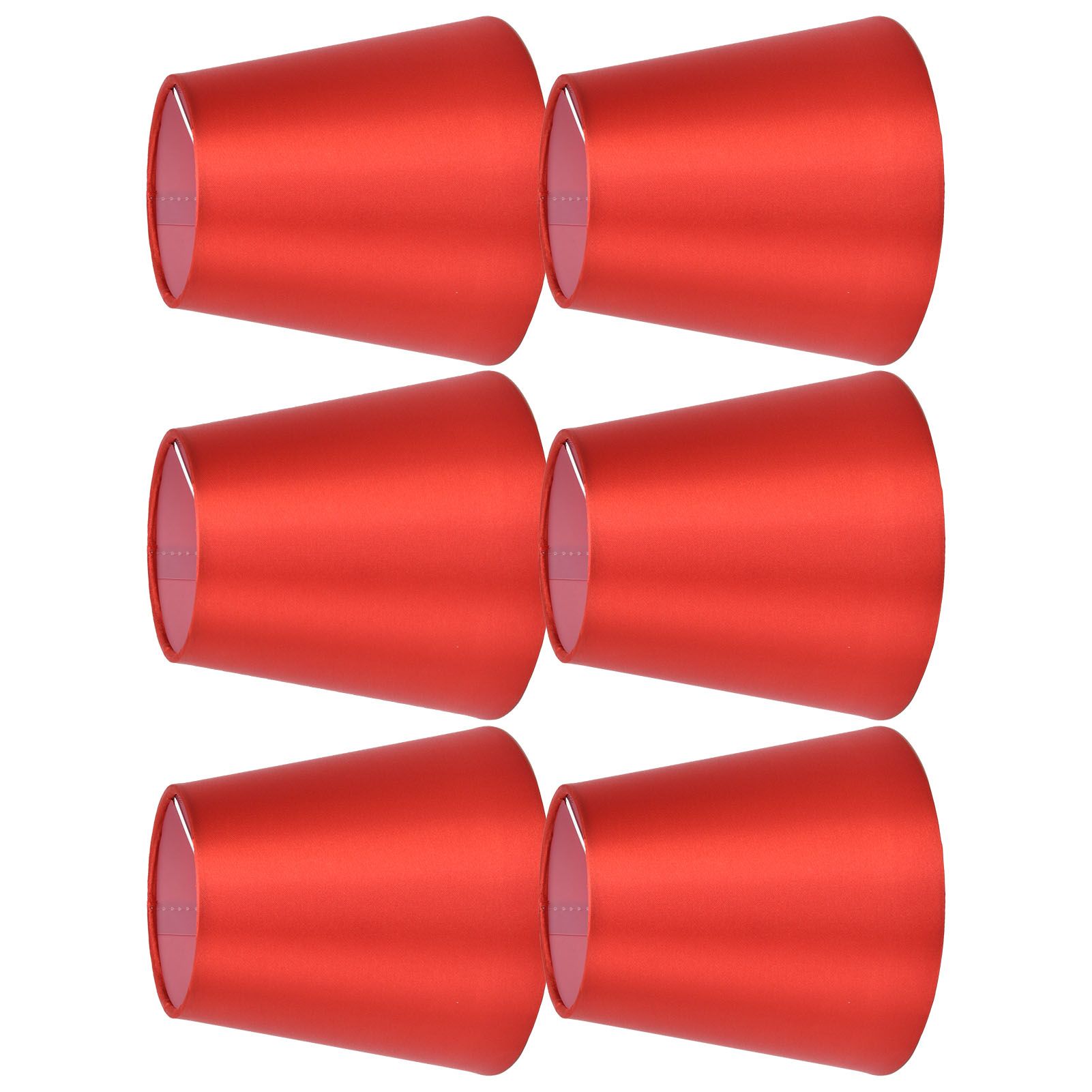 6PCS E14 Lamp Shade Fabric Lampshade Table Lamp Ceiling Lamp Shade for Bedroom Living RoomBright Red PX150 — image 3