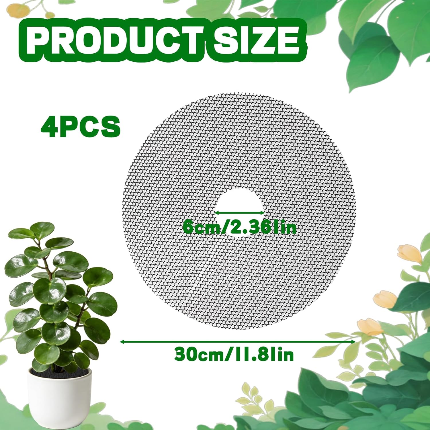 4-Pack Plant Pot Grids- 15.7 Inch Cuttable Mesh Plant Pot Soil Covers -Protectors from Animals - Plant Protector Ring for Indoor Outdoor Garden Plant
