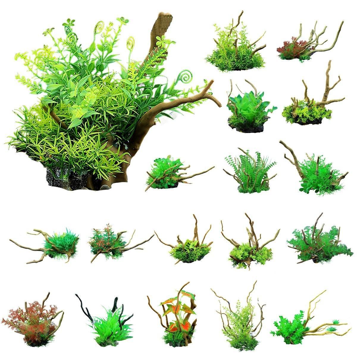 Aquarium Landscaping Decoration Artificial Wood and Plants Fish Tank Ornament - CM1902-Green โ image 3