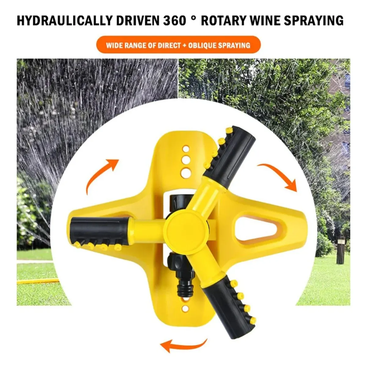 360 Degree Rotating Yellow Sprinkler Automatic Lawn Garden Watering System Villa — image 5