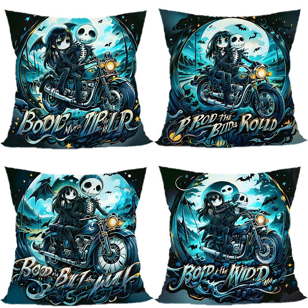 4PC Indoor Festival Pillow Cover For Halloween & Christmas Celebration, Style‑73, Suitable For Sofa, Living Room, Bedroom, 45 × 45cm, Pillow Insert Not