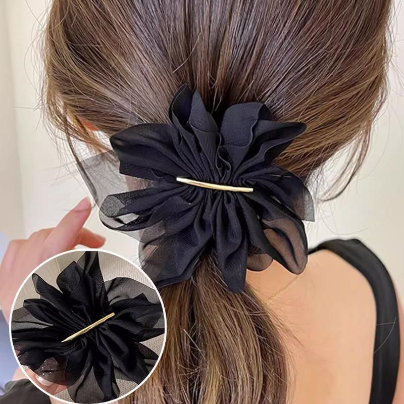 Chiffon Headdress Flower Hairpin Woman Sweet party hair Claw styling Hair Clips - Beige โ image 6