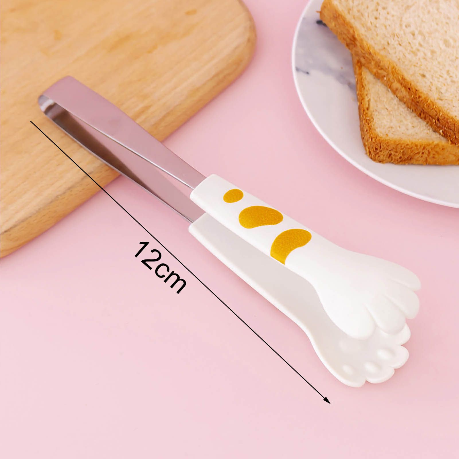 Kitchen Cooking Tong Cute Cat Paw Shape Stainless Steel Small Salad Barbecue Food Tong White S โ image 6