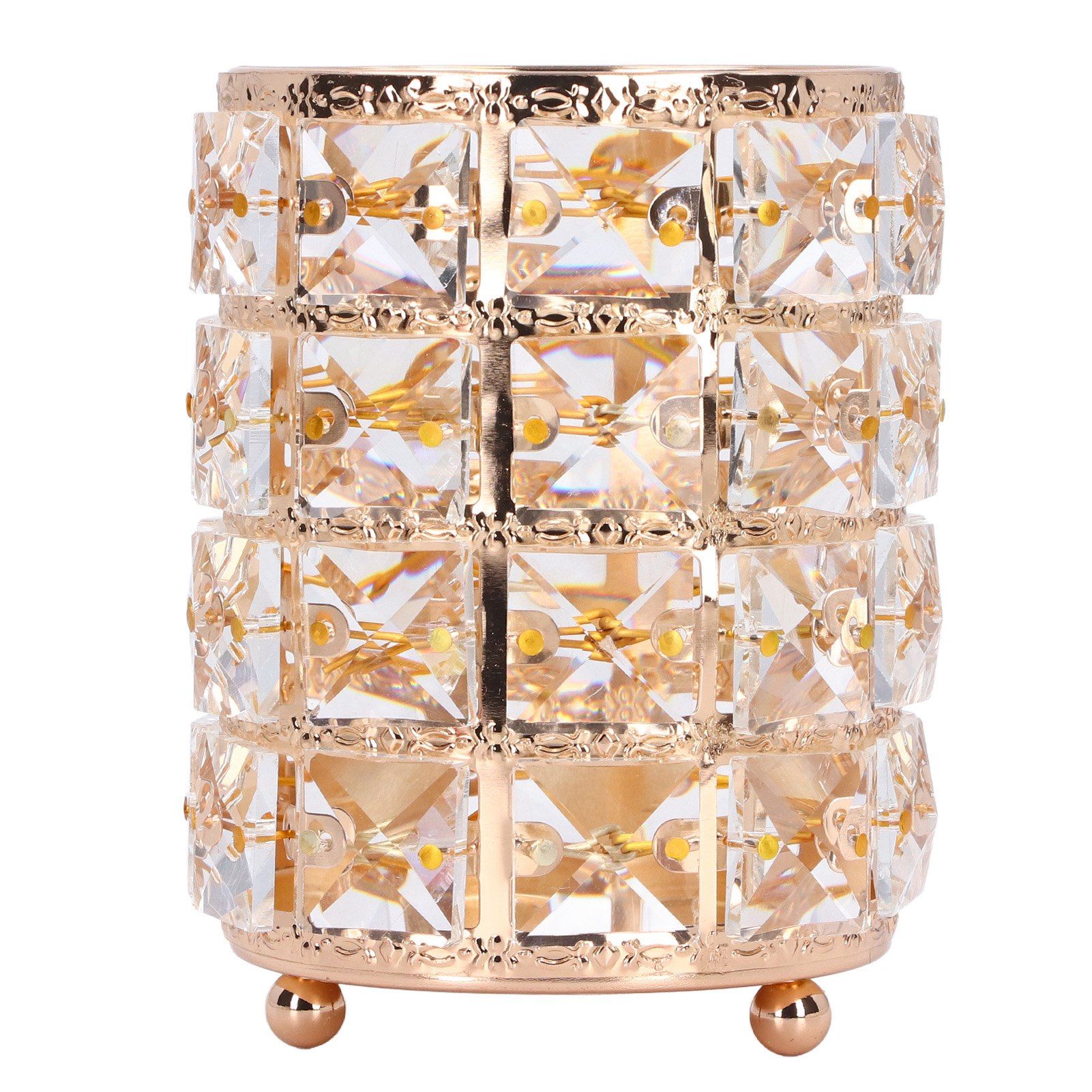 Crystal Makeup Brush Holder European Style Rounded Crystal Glass Cosmetic OrganizerGold