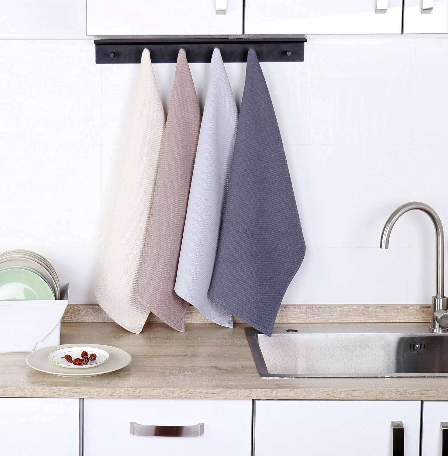4-Piece Kitchen Towel Set 100% Cotton 43x65cm Highly Absorbent Quick Drying Multifunctional — image 3