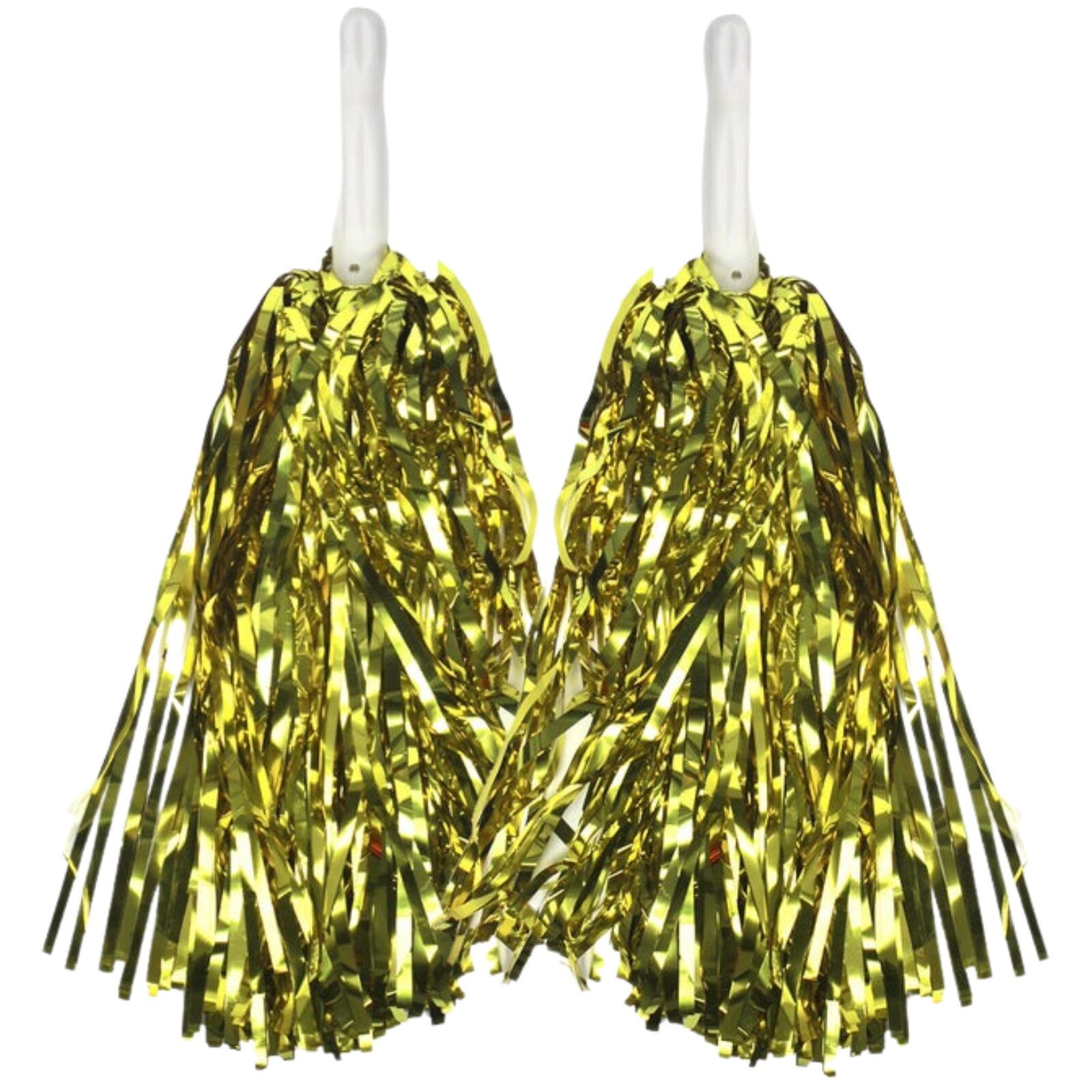 Green & Yellow Metallic Cheerleading Pom Poms – 24-Pack (12 Green Pairs & 12 Yellow Pairs) Australia Day — image 3