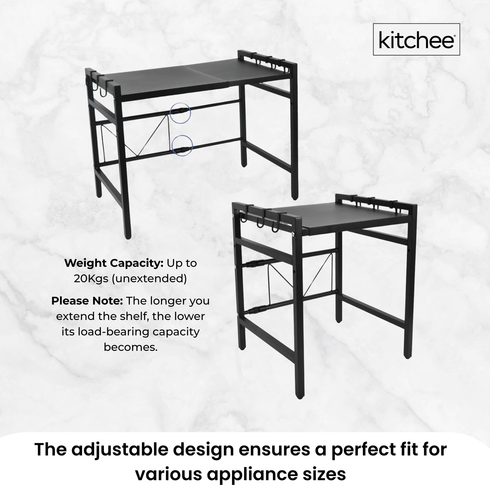 Kitchee Microwave Single Shelf - Expanding Storage Rack Kitchen Organiser Stand โ image 6