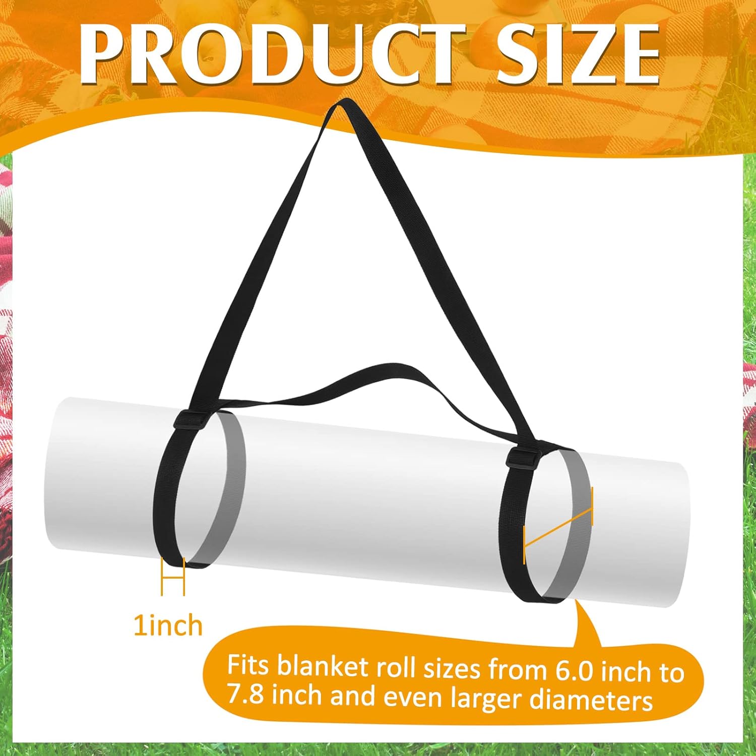 Amylove 2 Pcs Picnic Blanket Carry Strap for Camping Motorcycle Bedroll Adjustable Yoga Mat Holder with Shoulder Strap and Handle Outdoor Travel Blanket Holder โ image 2
