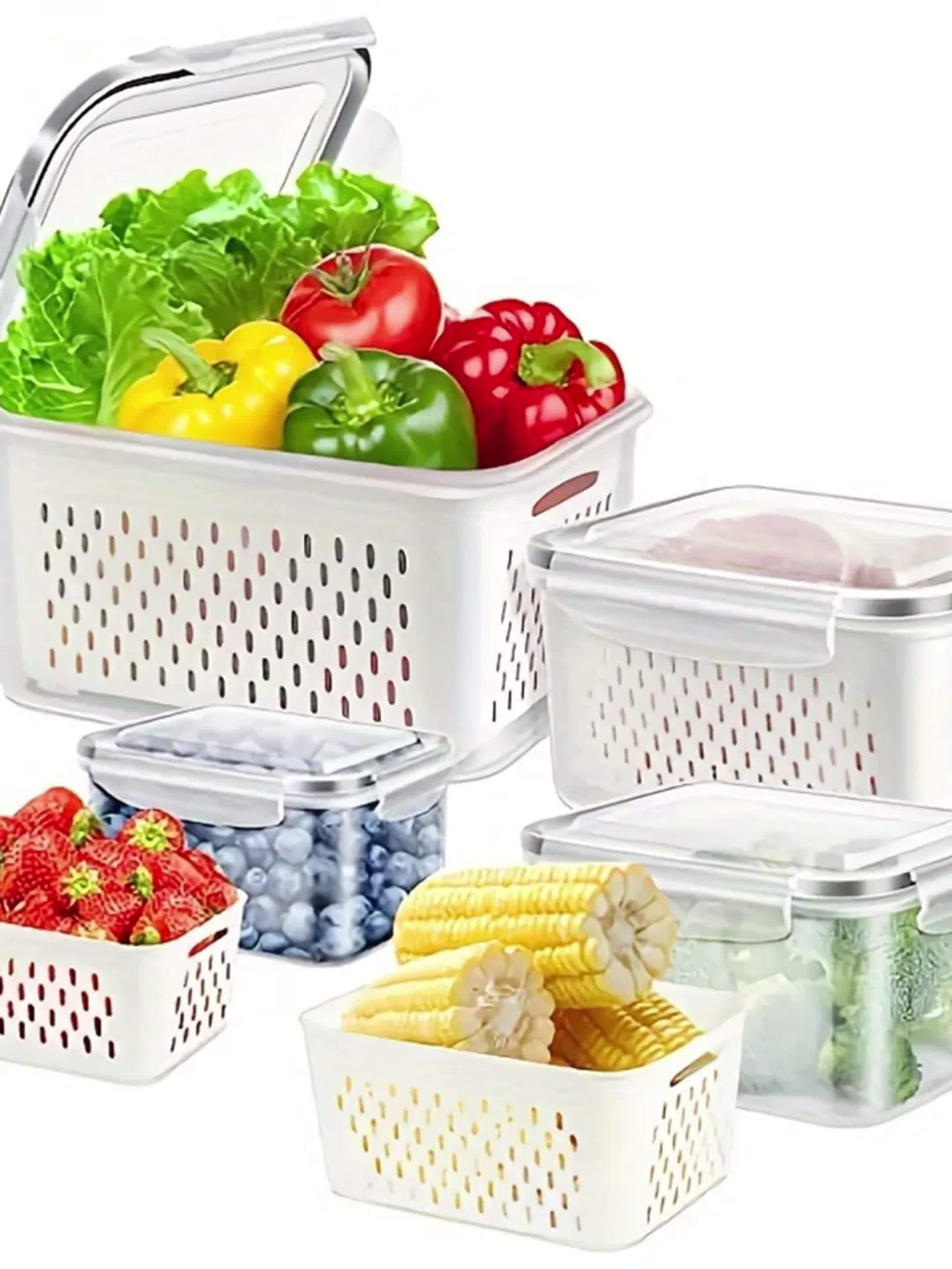 9-piece set (3 containers + 3 lids + 3 draining baskets) plastic food storage box - leak-proof, freezer-safe, reusable multi-functional kitchen storage box — image 4