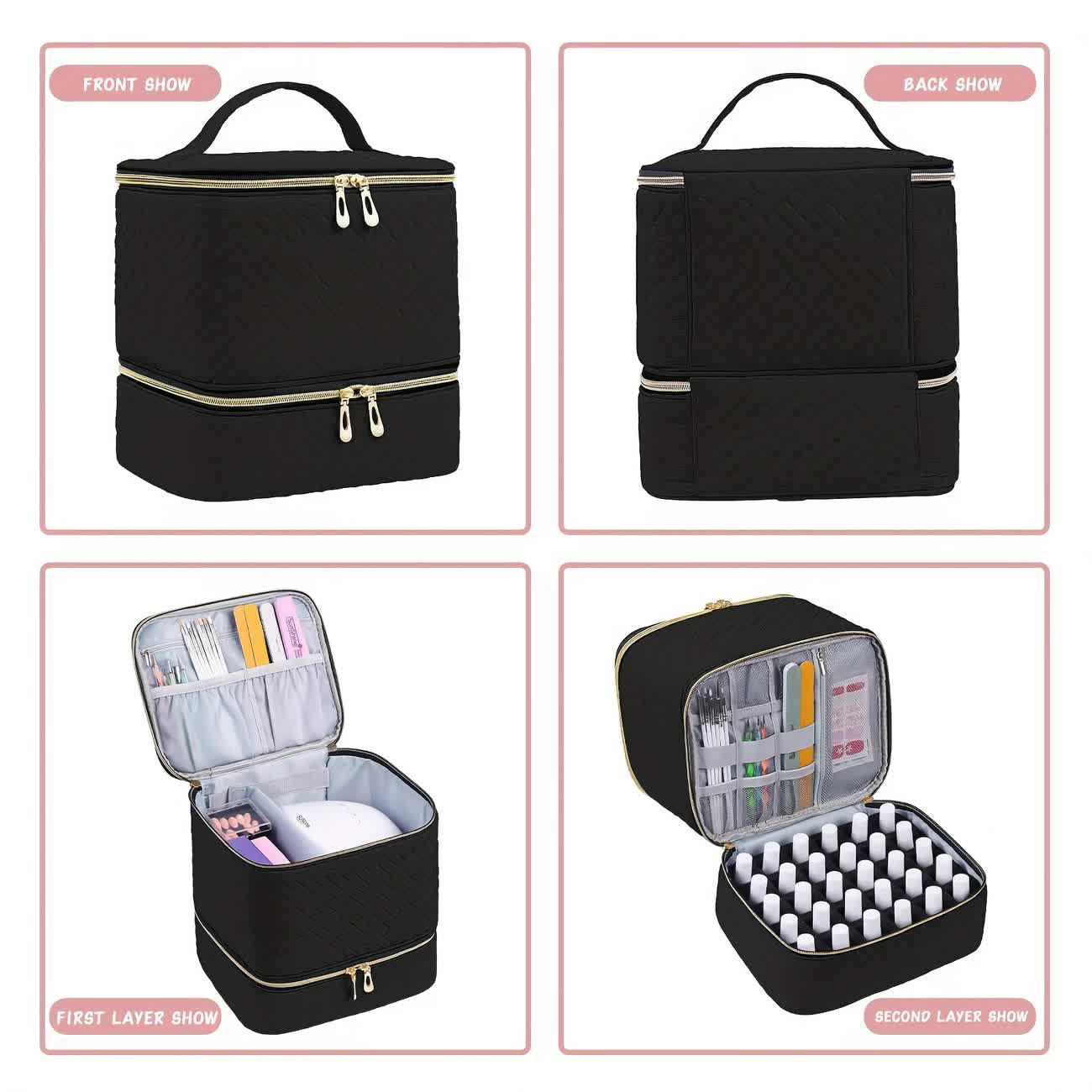 Green Double‑layer woven storage, scientifically organized with large capacity—Professional Nail Tool Carry‑on Bag, keeping tools perfectly ordered — image 6
