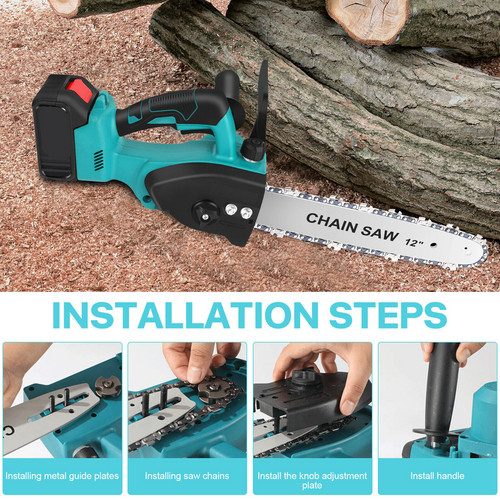 12"inch Cordless Electric Chainsaw + 2 Battery 2 Chain Brushless Wood Cutter Saw โ image 6