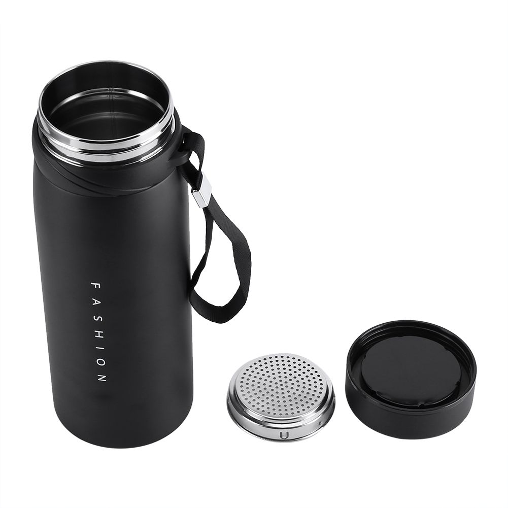 1Pc 900ml Stainless Steel Water Thermal Cup Tea Coffee Travel Drink Bottle (Black) — image 3