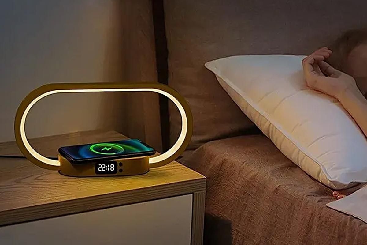 Bedside Lamp with Clock 10W Fast Wireless Charger USB Port Nightstand Touch Lamp โ image 5