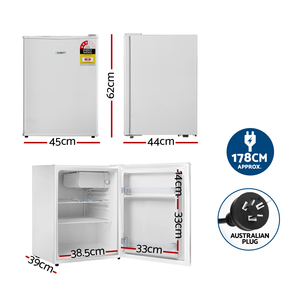 Devanti 70L Portable Mini Bar Fridge - White — image 2