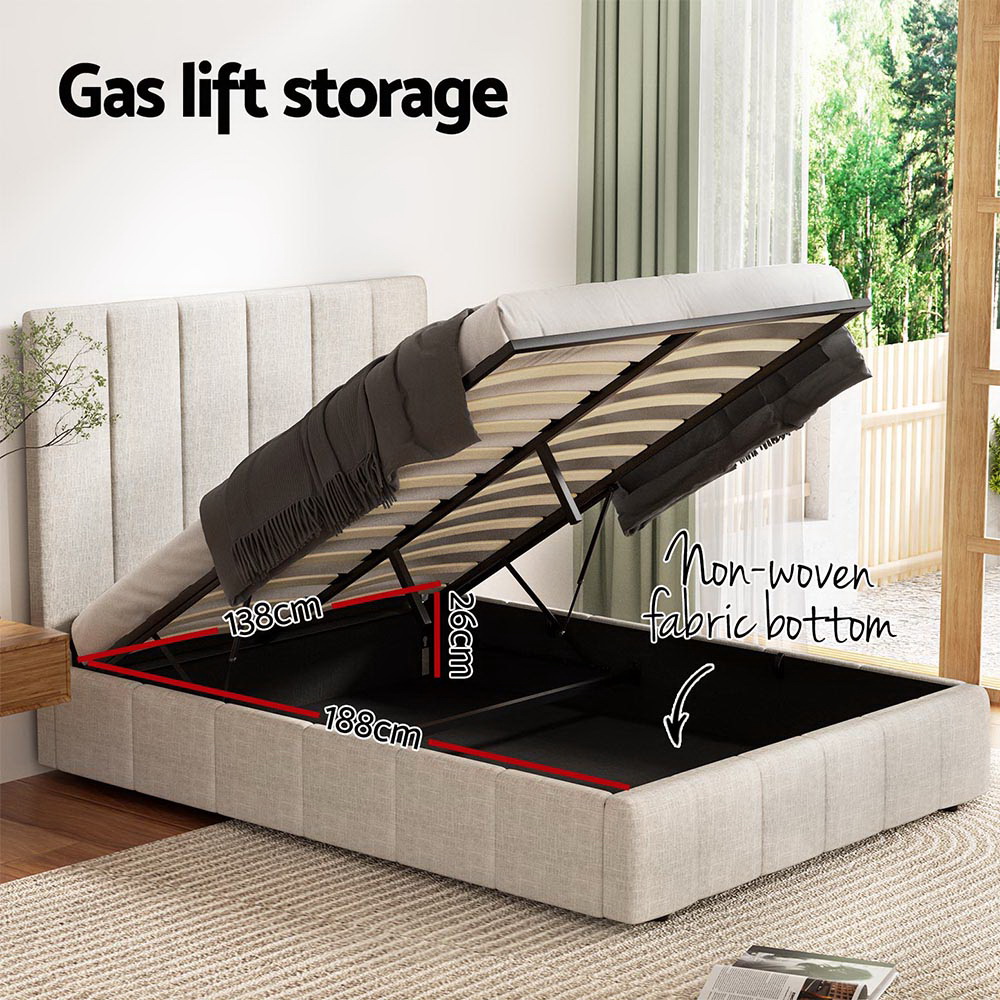 Artiss Bed Frame Double Size Beige TETTE โ image 5