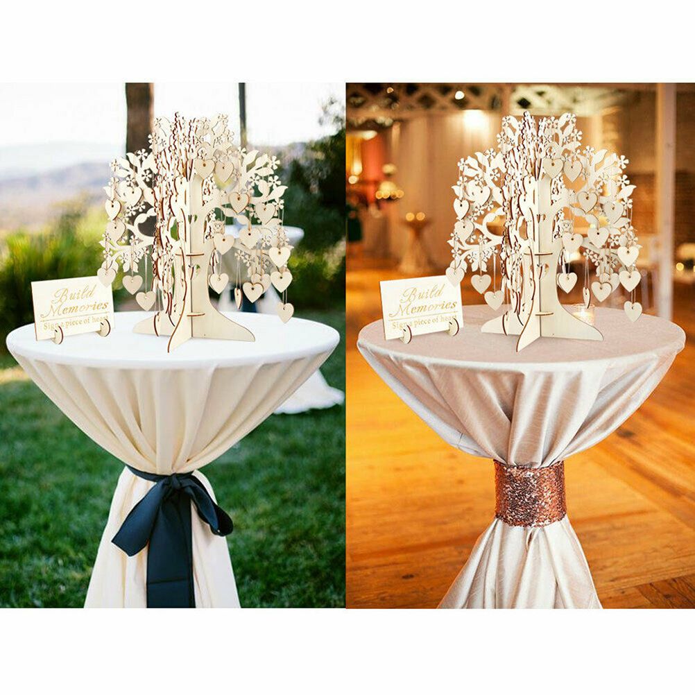 Wood Tree Frame Guest Book with Stand Unique Rustic Wedding Guest Registry with 100pcs Wooden Hearts — image 5